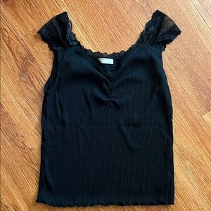 Elegant Black Lace Trim Camisole